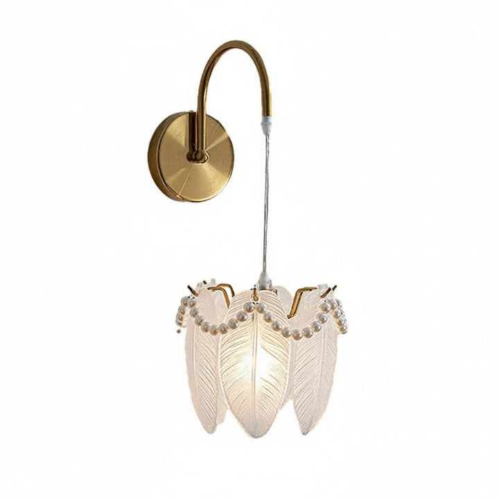 LED Wall Sconce Light – Nordic Glass Feather Leaf Art Deco (20x20cm / 7.9x7.9in) | Kalsten