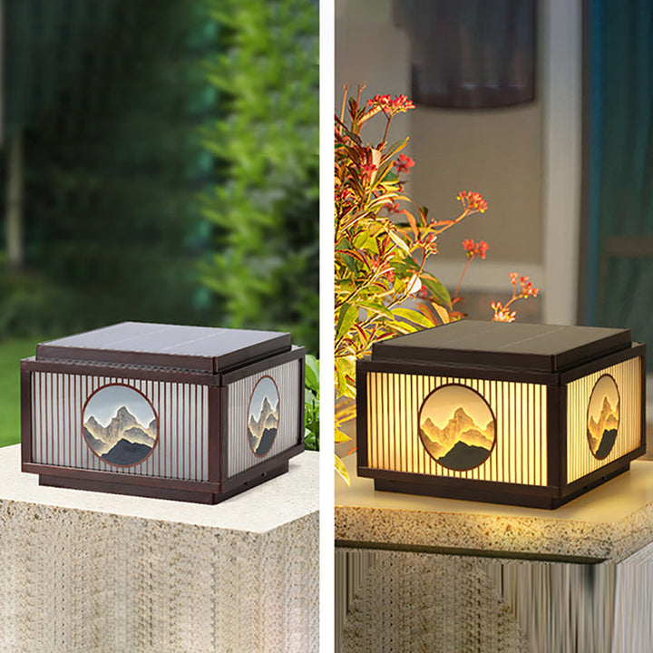 Modern Minimalist Solar Waterproof Square Aluminum Glass LED Post Head Light For Garden | Kalsten