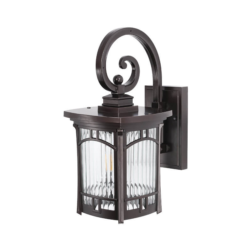 Modern Square Aluminum Glass Carved 1-Light Outdoor Waterproof Wall Sconce Lamp | Kalsten