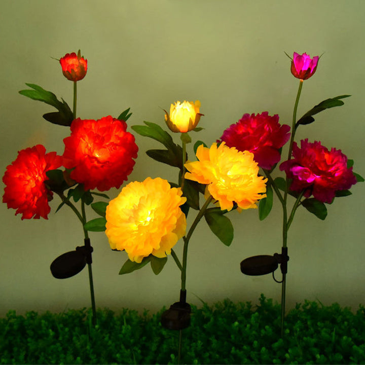 Contemporary Creative Solar Peony Flower LED Waterproof Lawn Landscape Insert Light For Outdoor Patio | Kalsten