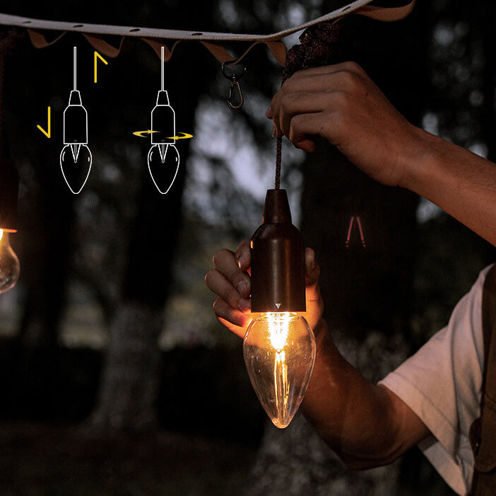 Retro Portable Waterproof Wood Round Cone Battery USB 1-Light Camping Outdoor Light | Kalsten