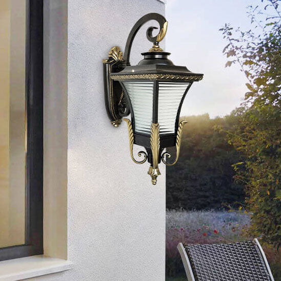 European Vintage Outdoor Square Cage Aluminum Glass 1-Light Wall Sconce Lamp | Kalsten