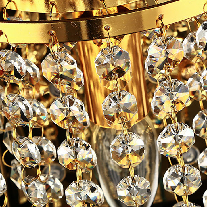 Luxury Octagonal Pearl Crystal Wall Lamp – Living Room