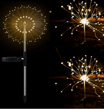 New Ground Plug Solar Fireworks Light LED Light String Copper Wire Outdoor Garden Decoration Star Lights Christmas Lights | Kalsten