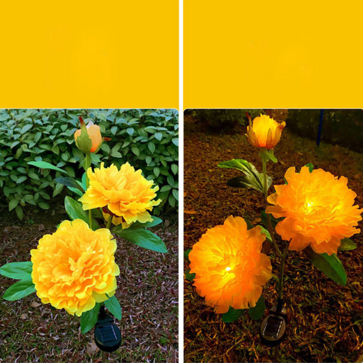 Contemporary Creative Solar Peony Flower LED Waterproof Lawn Landscape Insert Light For Outdoor Patio | Kalsten