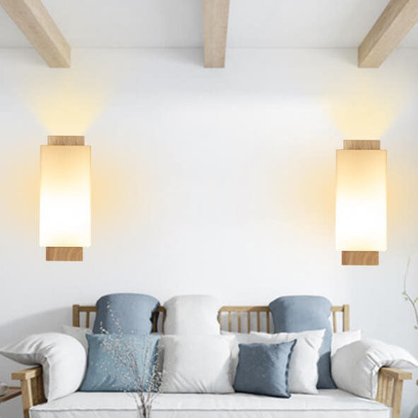 Kalsten | Modern minimalist solid wood square glass column 1-light wall sconces lamp