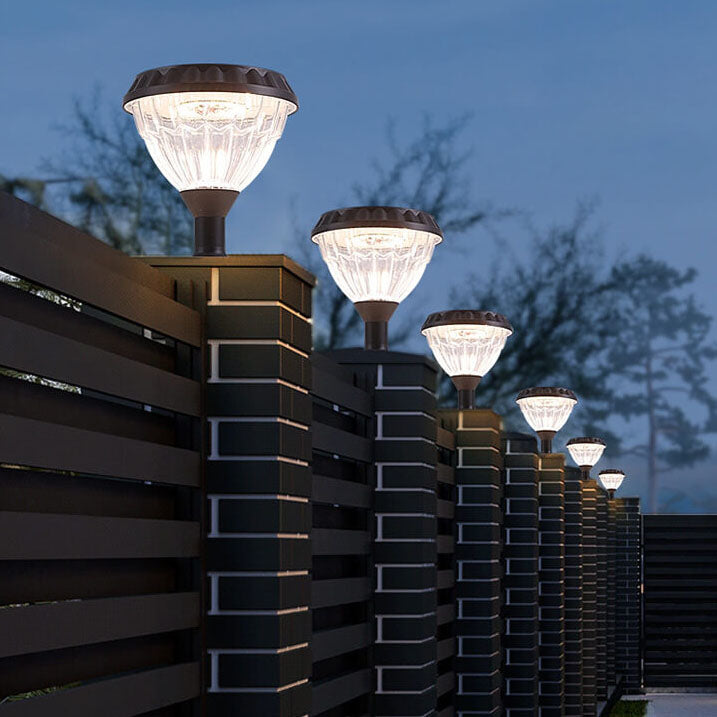 Modern Black Solar Die-Cast Aluminum Glass Outdoor Patio Waterproof Column Head Light | Kalsten