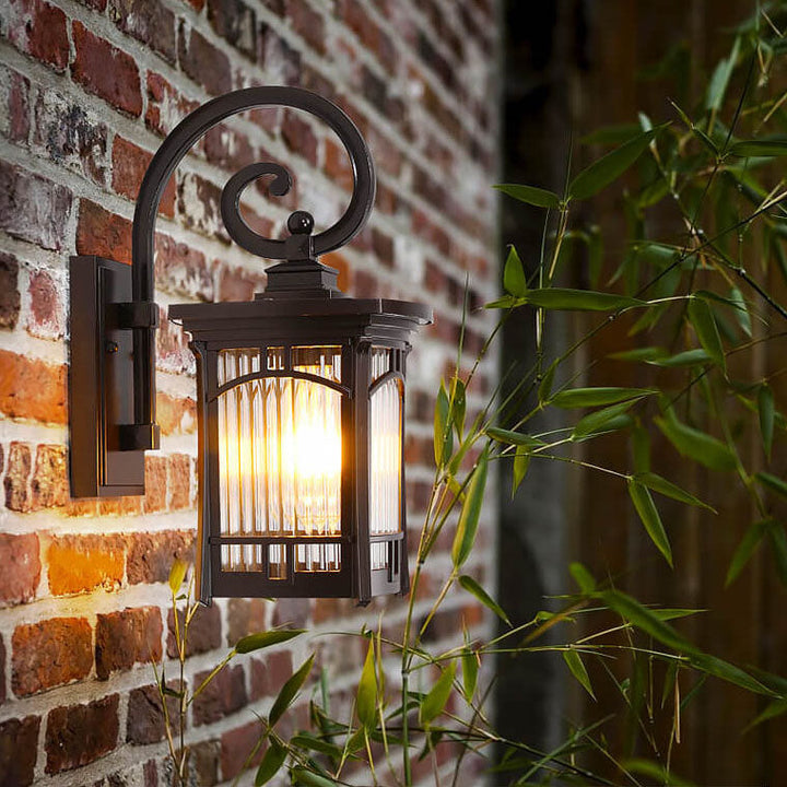 Modern Square Aluminum Glass Carved 1-Light Outdoor Waterproof Wall Sconce Lamp | Kalsten