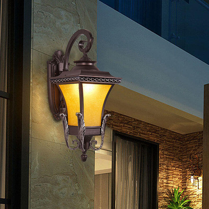 European Vintage Outdoor Square Cage Aluminum Glass 1-Light Wall Sconce Lamp | Kalsten