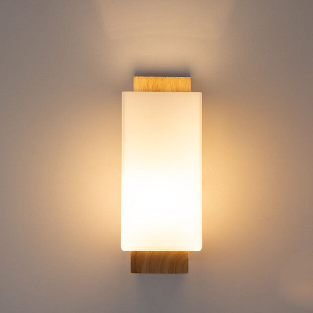 Kalsten | Modern minimalist solid wood square glass column 1-light wall sconces lamp