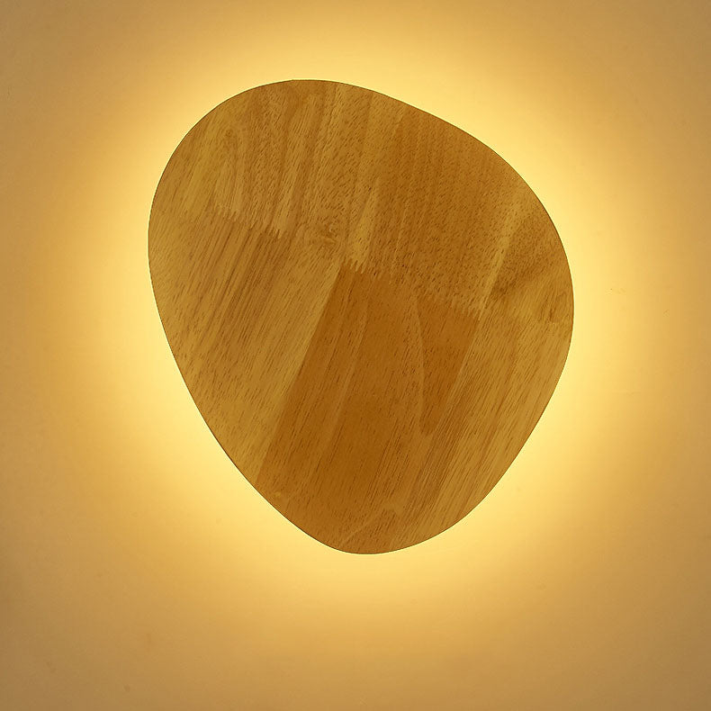 Minimalist Oval Wood LED Wall Lamp – Living Room
