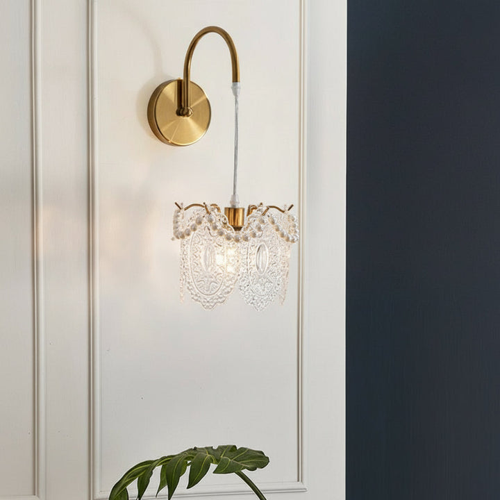 LED Wall Sconce Light – Nordic Glass Feather Leaf Art Deco (20x20cm / 7.9x7.9in) | Kalsten