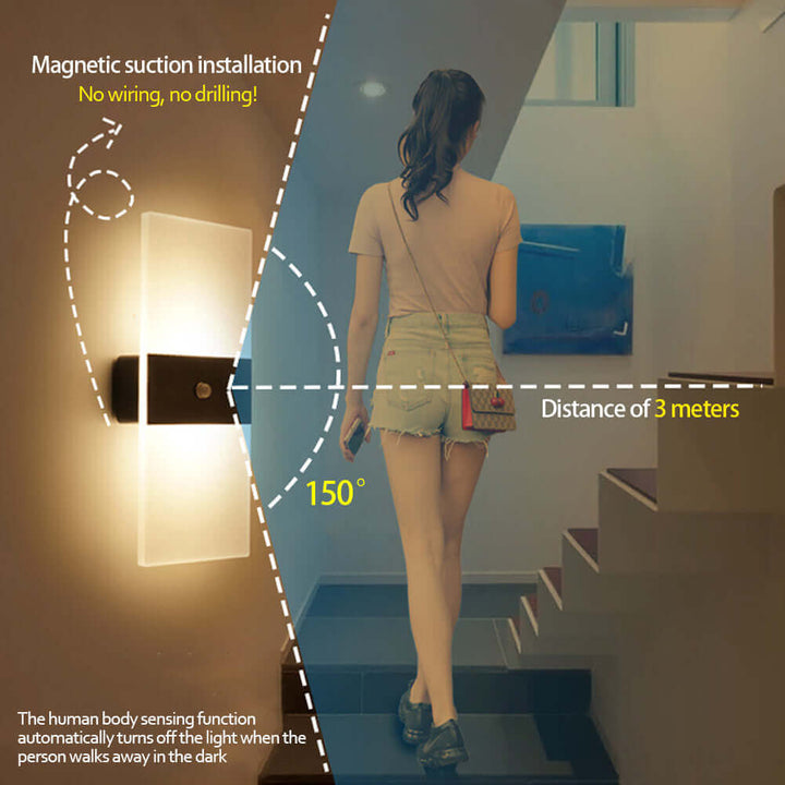 USB Rechargeable Wall Lights Home Indoor Motion Sensor Lighting Bedroom Bedside Lamp Corridor Stairway Decor Lights Wall Lamp | Kalsten