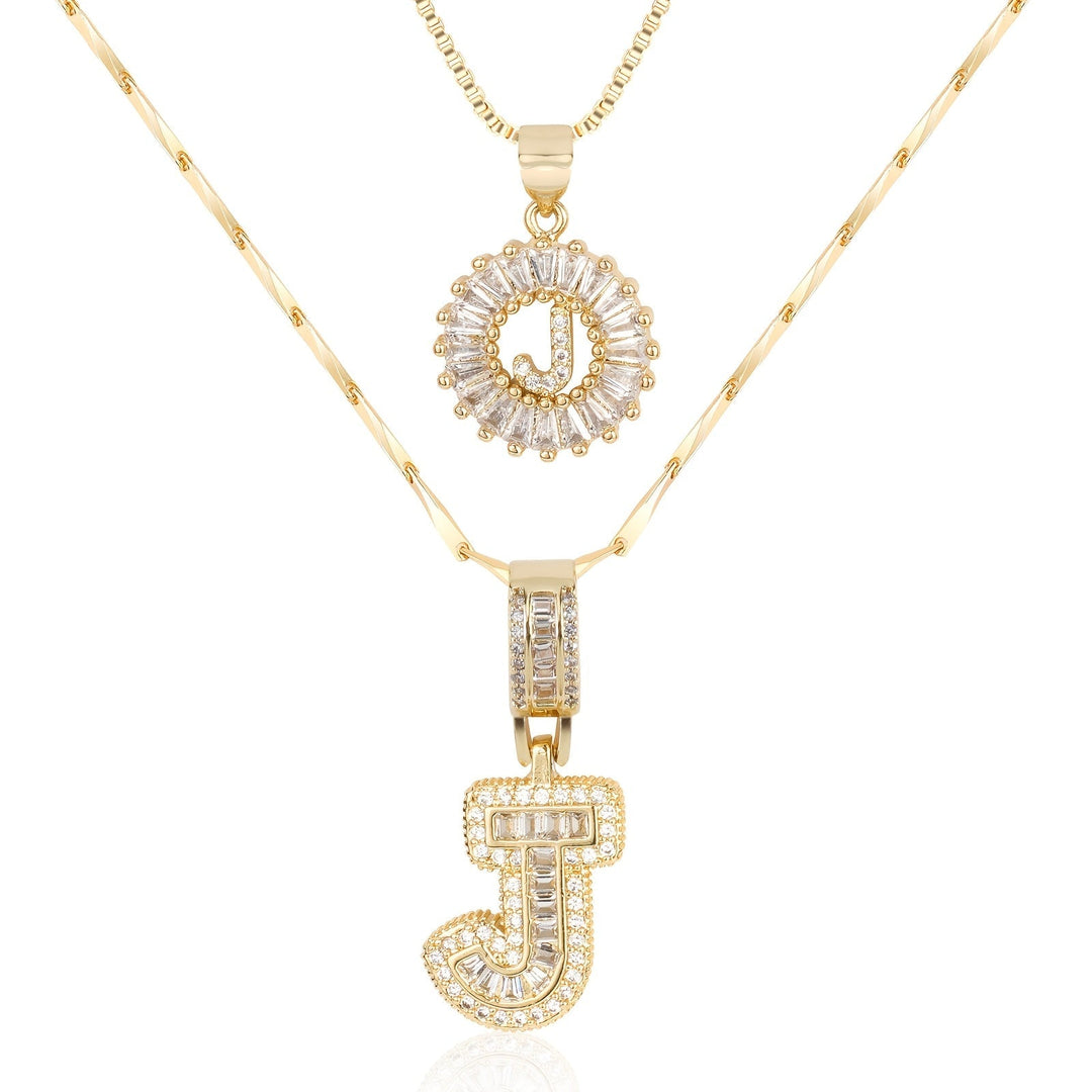 Kalsten | 2pc 14k Diamond Letter Initial Necklaces