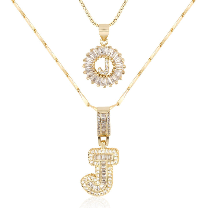 Kalsten | 2pc 14k Diamond Letter Initial Necklaces