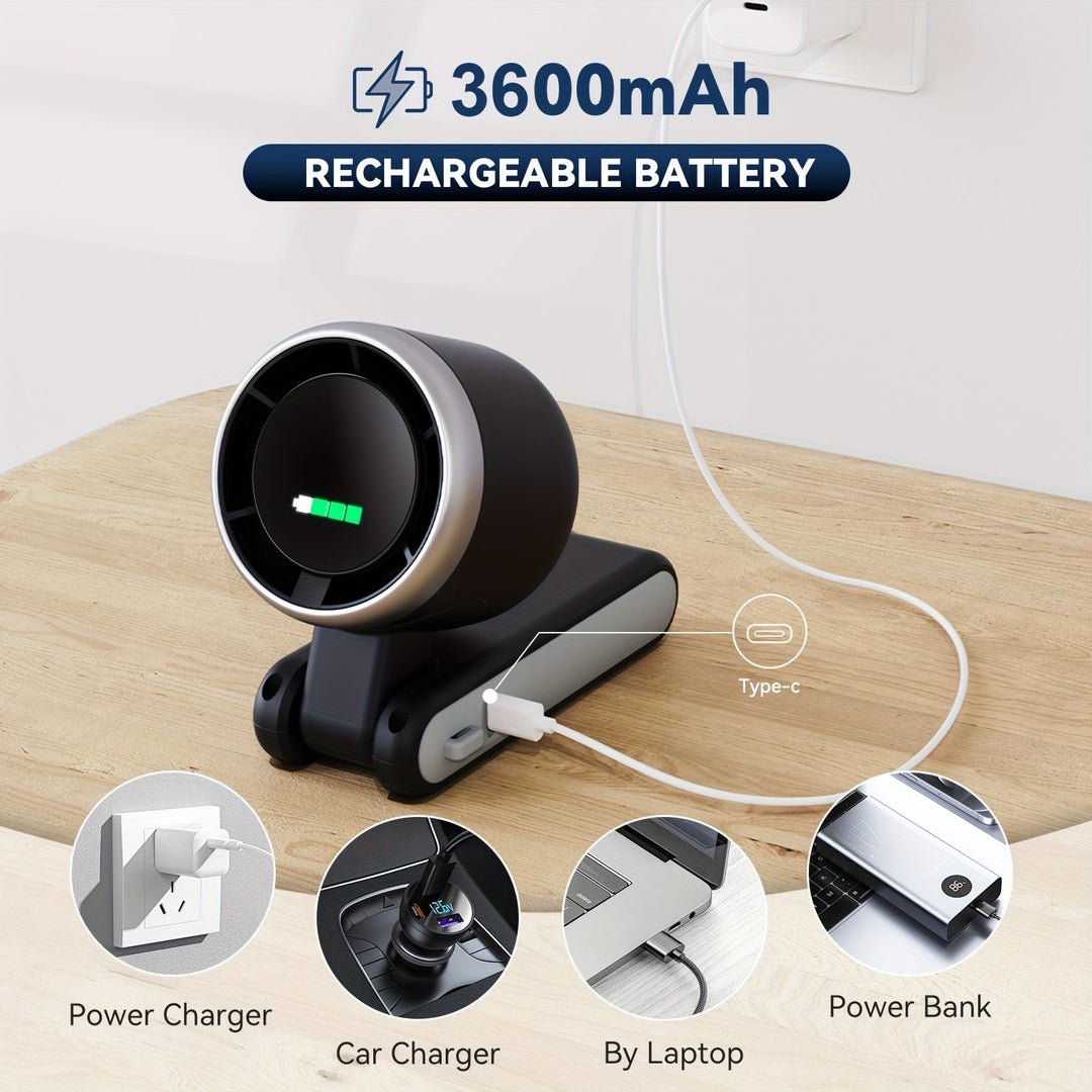 12 Hour Turbo Handheld Fan with LED Light - 5 Speed Battery Operated Cooling Fan, 3 in 1 Air Turbo Technology - Compact Design for Outdoor, Travel and Daily Use | Kalsten