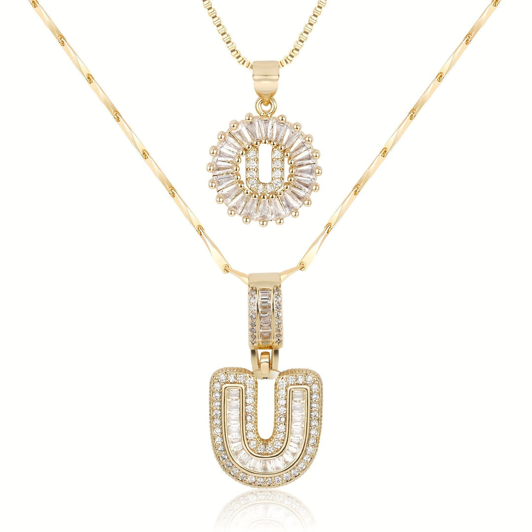 Kalsten | 2pc 14k Diamond Letter Initial Necklaces