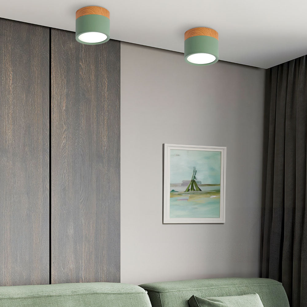 Pink Wood Flush Mount Ceiling Lamp Kalsten