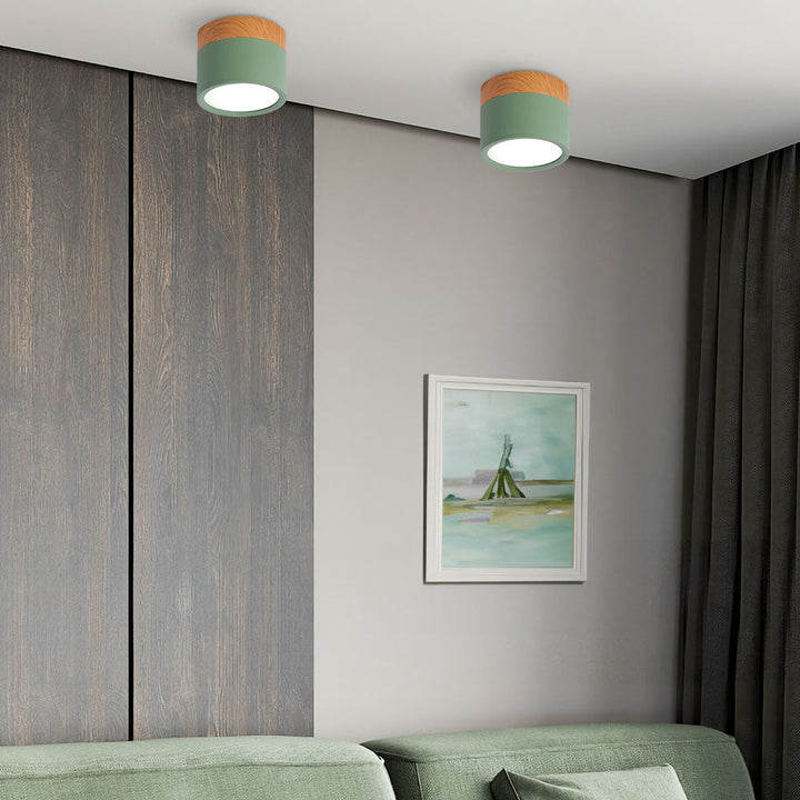 Pink Wood Flush Mount Ceiling Lamp Kalsten