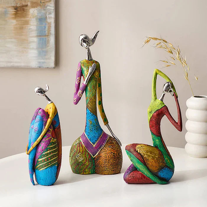 Kalsten | Modern Abstract Woman Sculptures – Handcrafted Colourful Resin Art for Home Decor