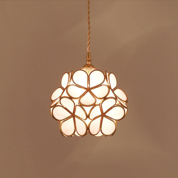 Pendant Light Brass Glass 7.9 in Petal Shape Indoor Ceiling Lamp Adjustable Hanging Height | Kalsten