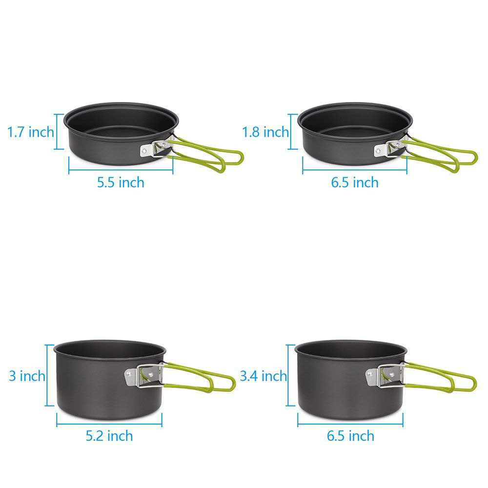 lightweight nonstick nesting camping cookware set with folding heat-resistant silicone handles and compact storage Kalsten