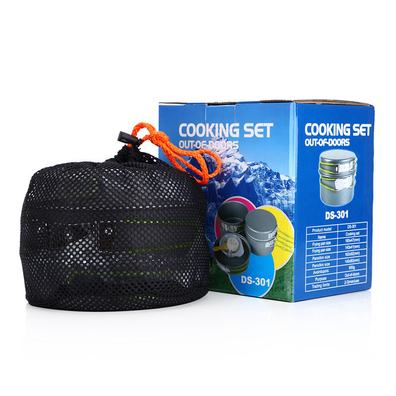 lightweight nonstick nesting camping cookware set with folding heat-resistant silicone handles and compact storage Kalsten