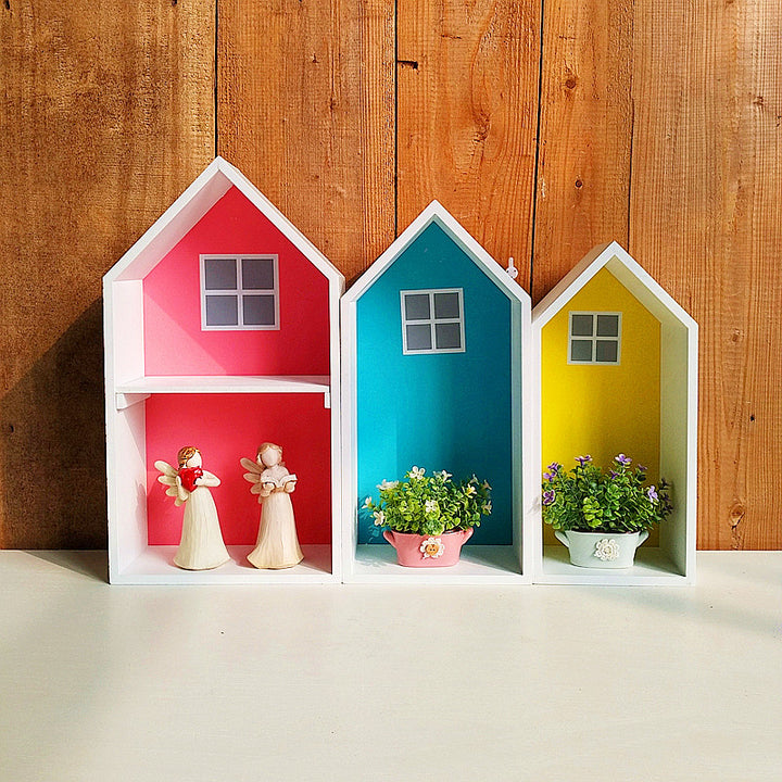 Decorative Multi-Compartment House-Shaped Shelf
