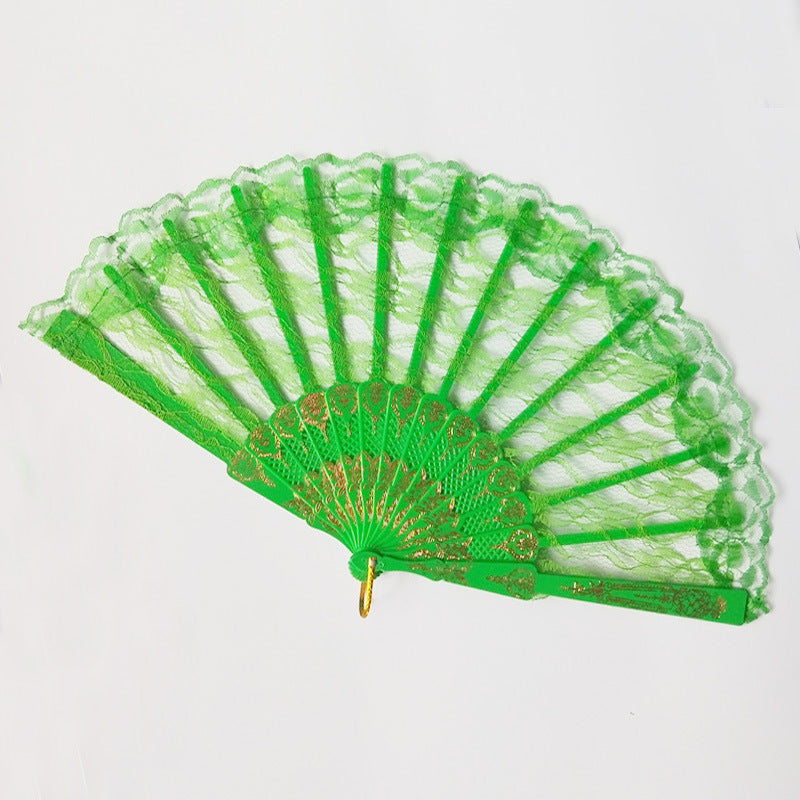 Ladies lace fan with golden decorations Kalsten