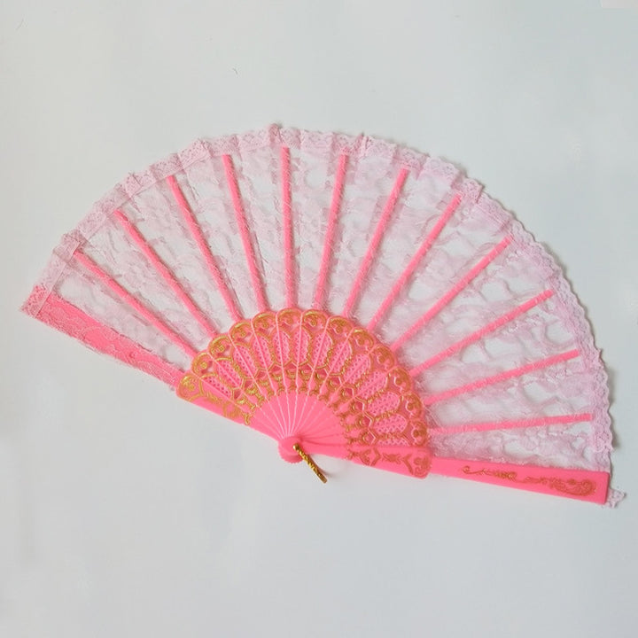 Ladies lace fan with golden decorations Kalsten