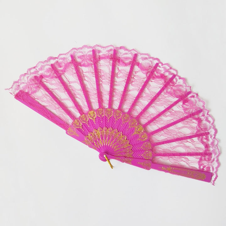 Women's fan made of fine lace with elegant gold embellishment Kalsten