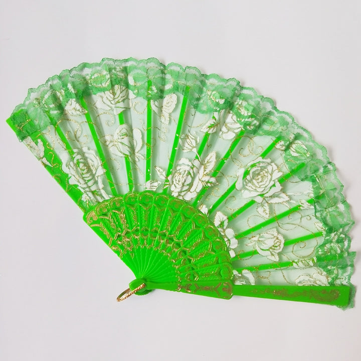 Ladies elegant lace fan with floral embellishments Kalsten