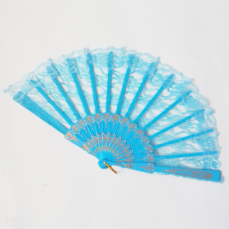 Women's fan made of fine lace with elegant gold embellishment Kalsten