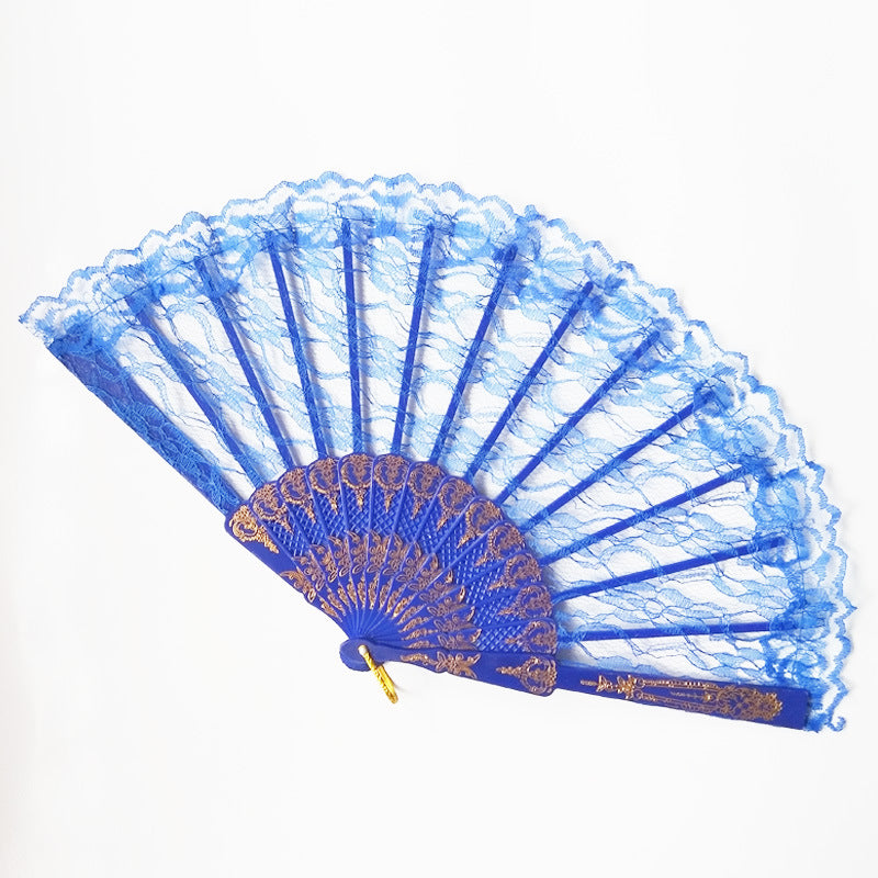 Ladies lace fan with golden decorations Kalsten