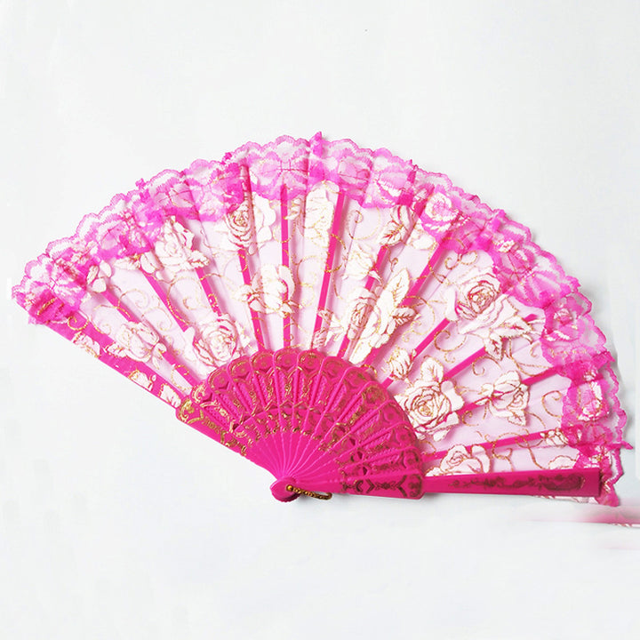 Ladies' Fan with Floral Lace Designs Kalsten