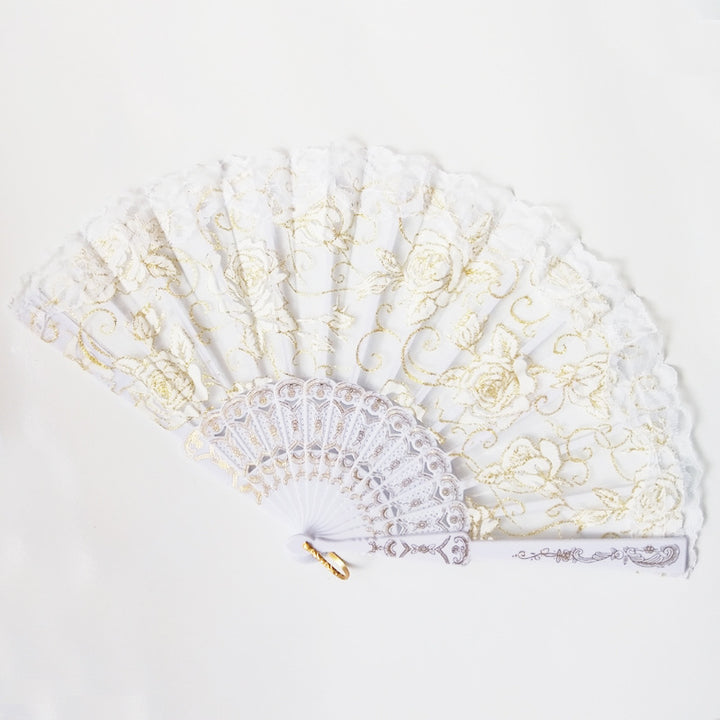 Ladies elegant lace fan with floral embellishments Kalsten