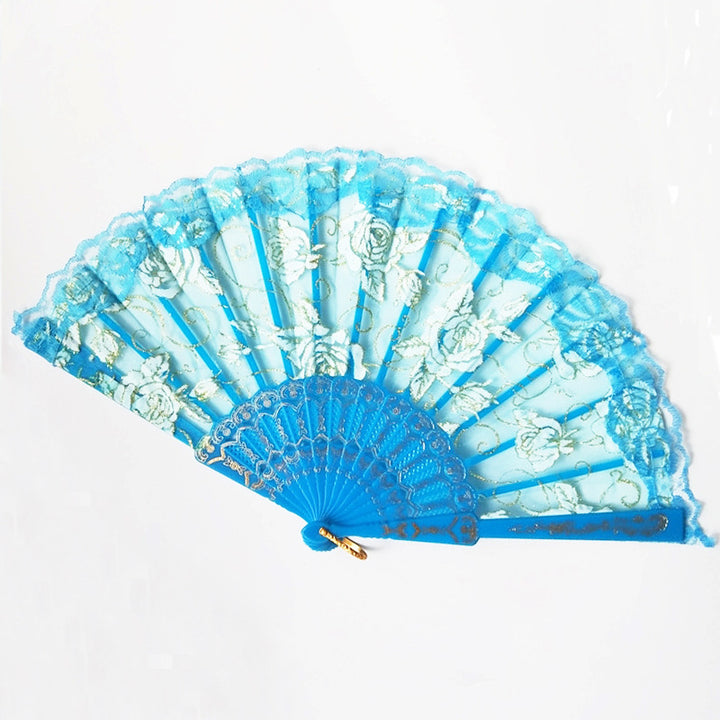 Ladies elegant lace fan with floral embellishments Kalsten