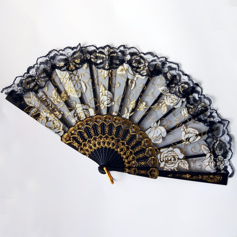 Ladies' Fan with Floral Lace Designs Kalsten