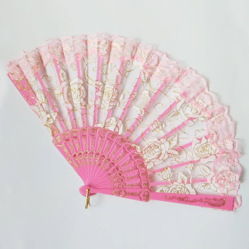 Ladies' Fan with Floral Lace Designs Kalsten