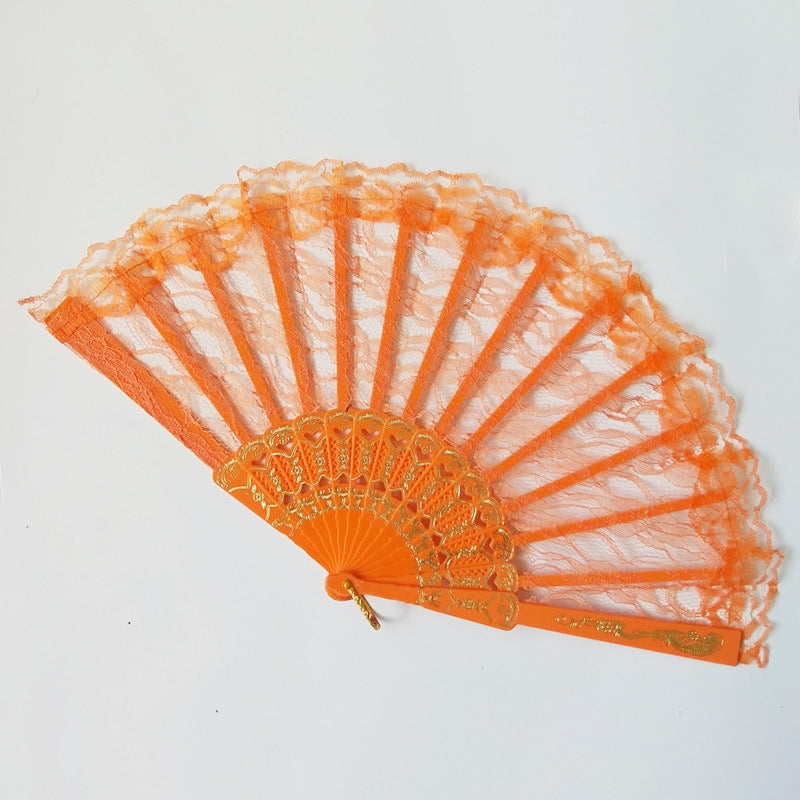 Ladies lace fan with golden decorations Kalsten