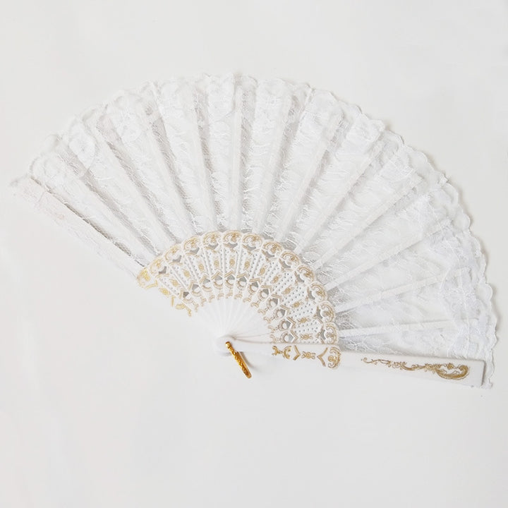 Ladies lace fan with golden decorations Kalsten
