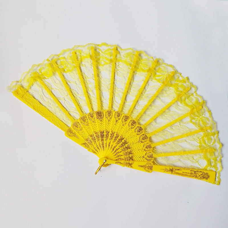 Ladies lace fan with golden decorations Kalsten