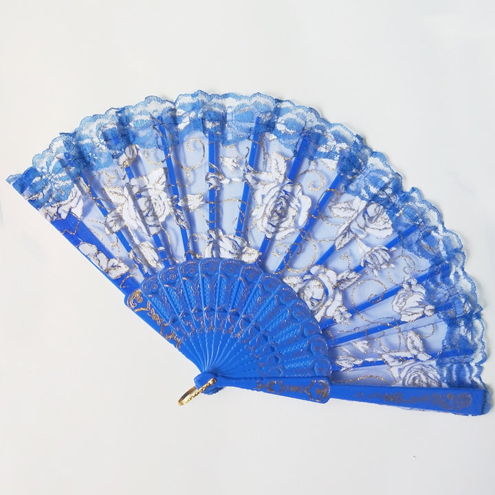 Ladies elegant lace fan with floral embellishments Kalsten