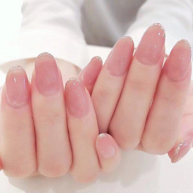 Glossy French Tip Press-On Nail Set