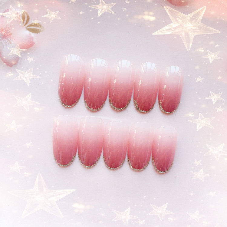 Glossy French Tip Press-On Nail Set