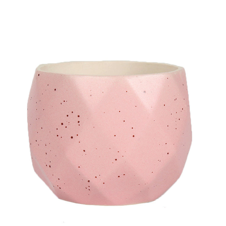 Textured Geometric Ceramic Plant Pot Kalsten