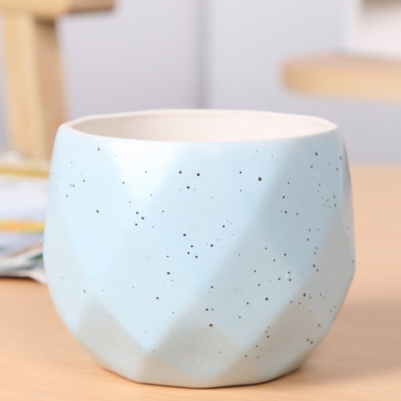 Textured Geometric Ceramic Plant Pot Kalsten