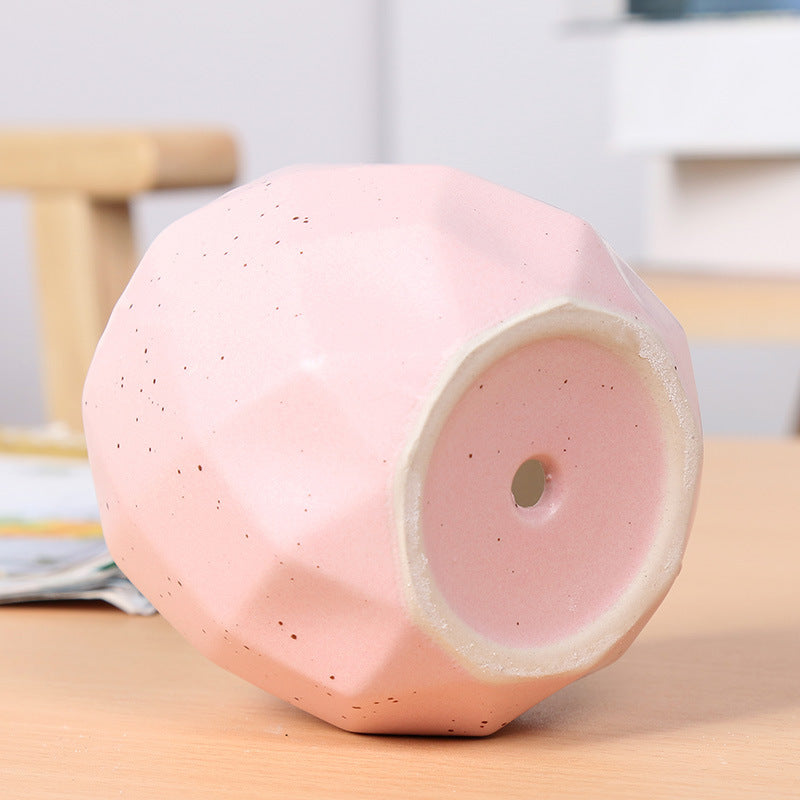 Textured Geometric Ceramic Plant Pot Kalsten