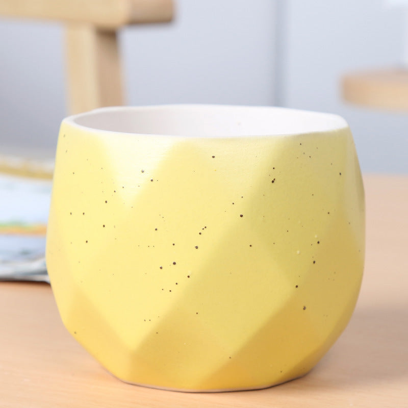 Textured Geometric Ceramic Plant Pot Kalsten