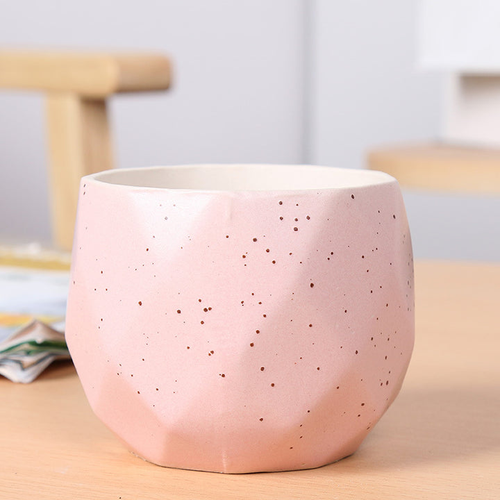 Textured Geometric Ceramic Plant Pot Kalsten